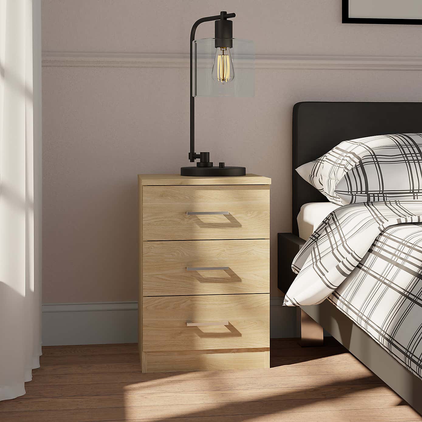 Foster 3 Drawer Bedside Table