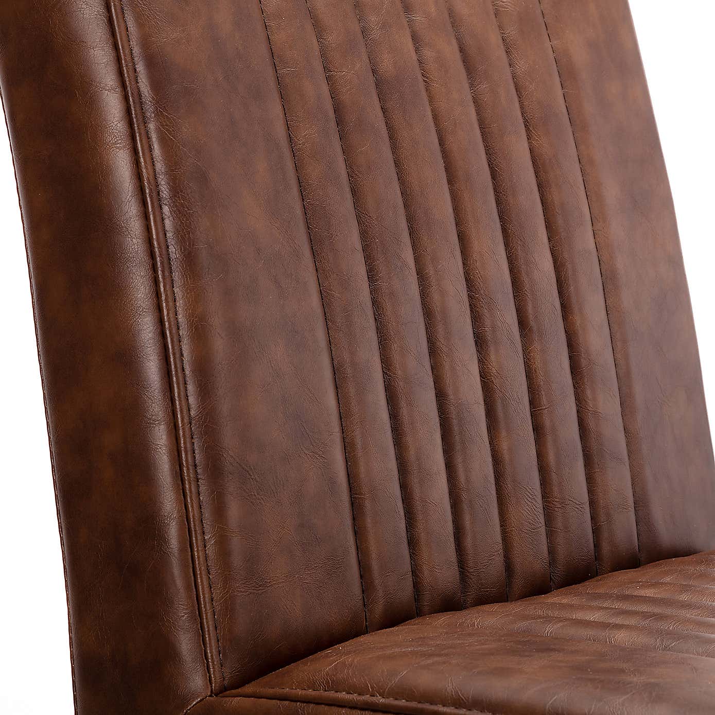 Brooklyn Set of 2 Dining Chairs Brown Faux Leather