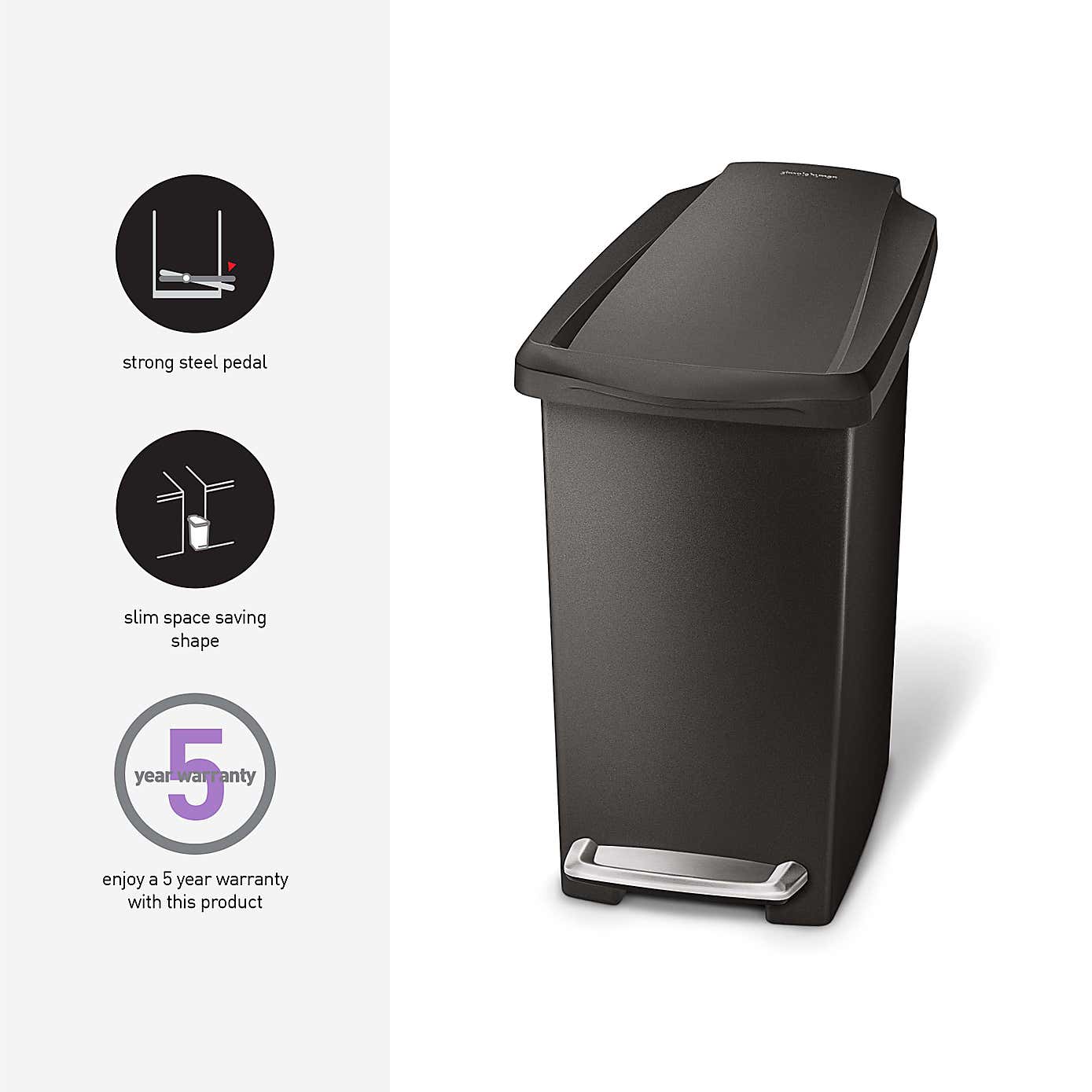 simplehuman 10 Litre Slim Pedal Bin