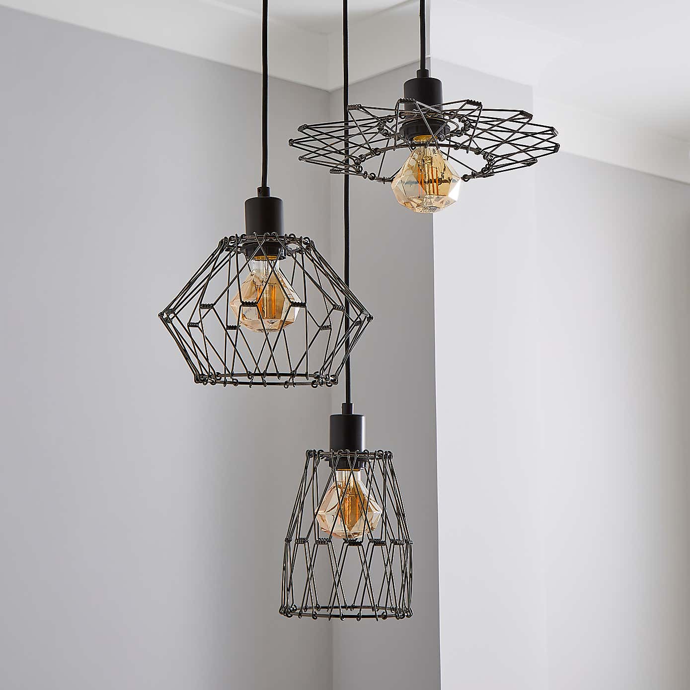 Frances 3 Light Gunmetal Cluster Ceiling Fitting