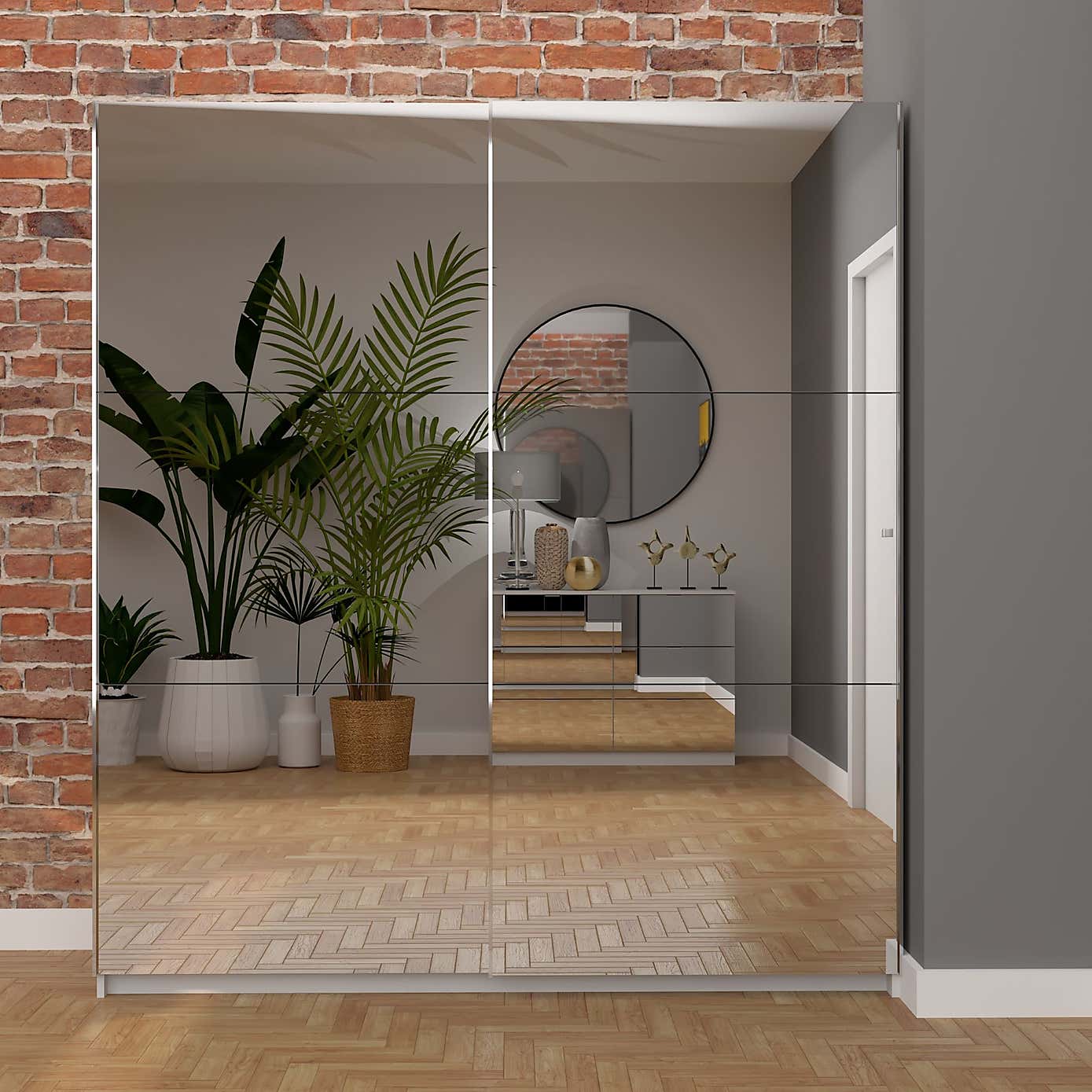 Norland Anthracite 2 Door Sliding Full Mirrored Wardrobe