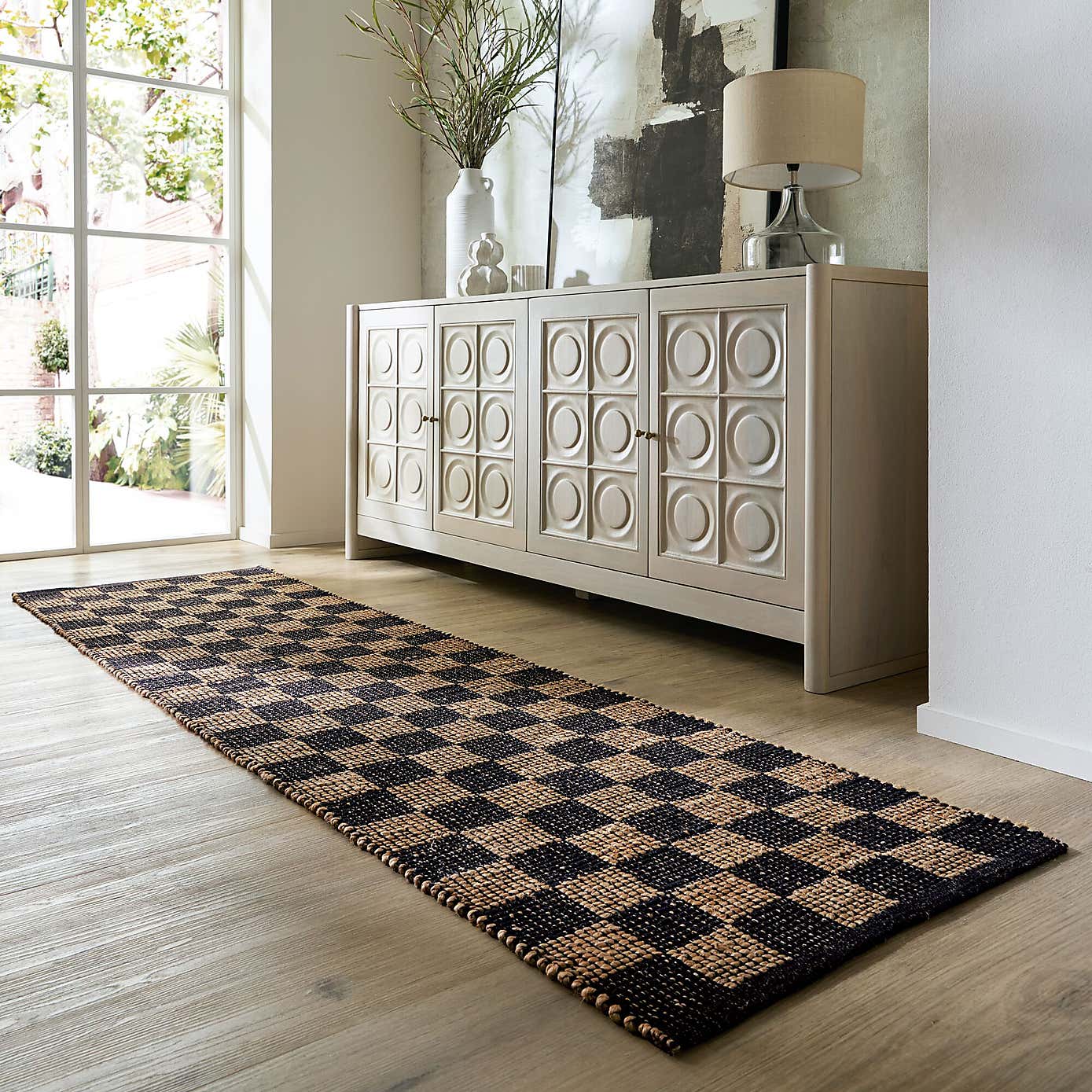 Jute Checkerboard Runner