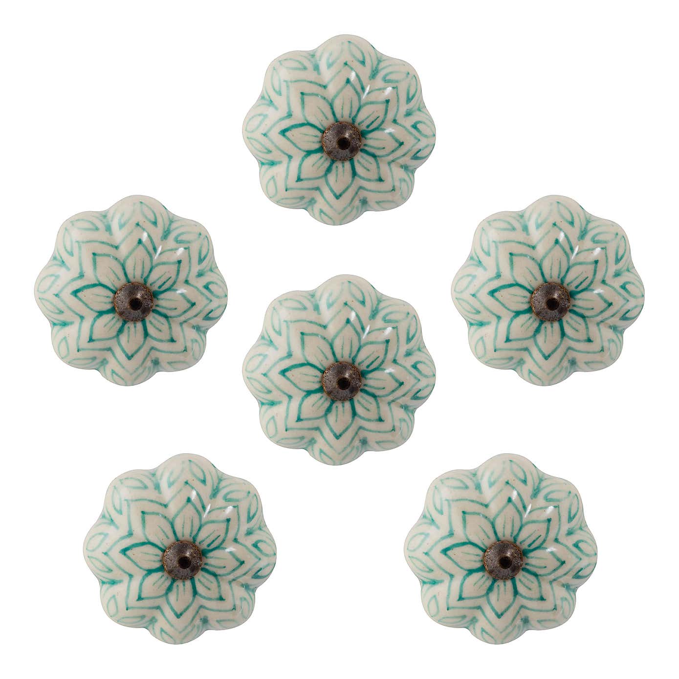 Pack of 6 Nicola Spring Floral Drawer Knobs