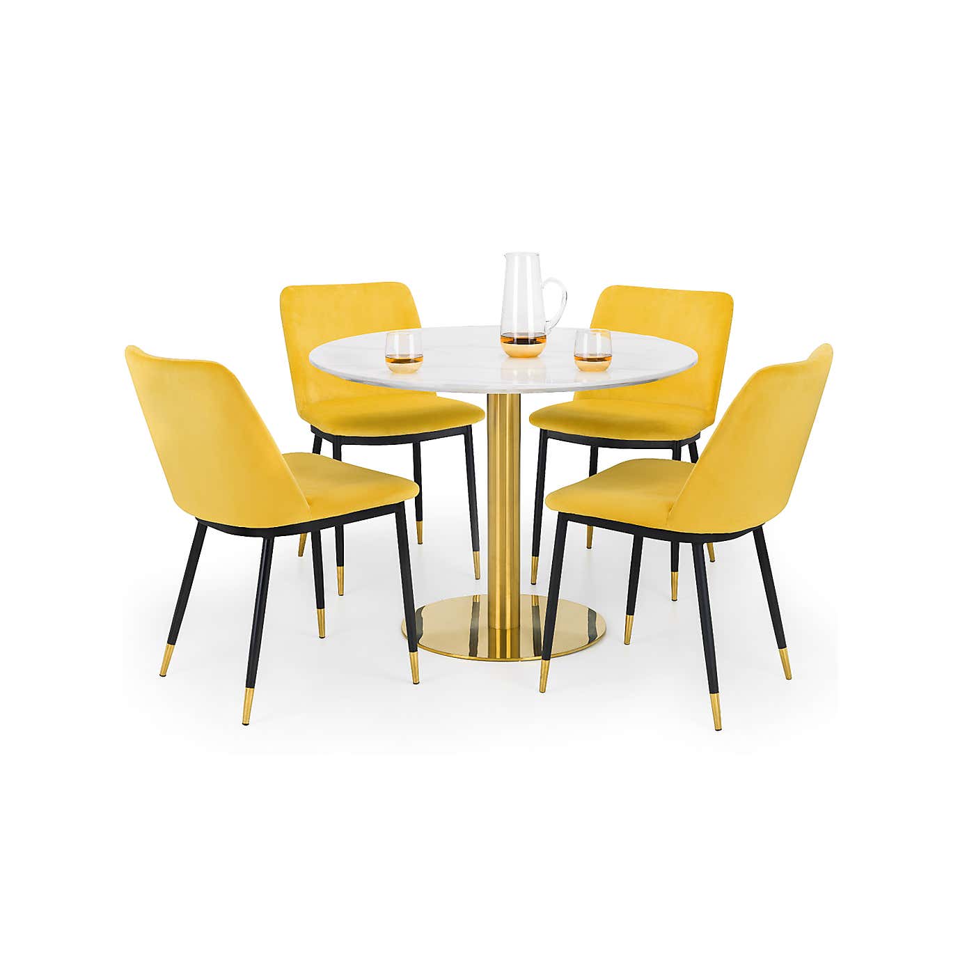 Palermo Round Dining Set with 4 Delaunay Chairs