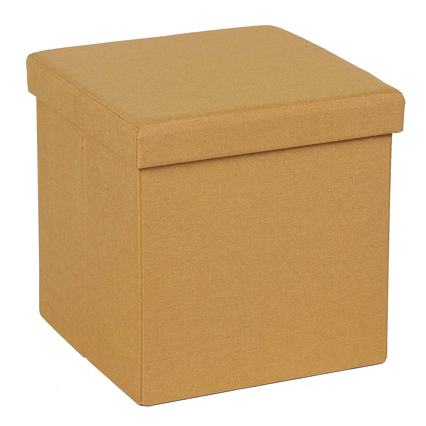 Faux Linen Cube Ottoman