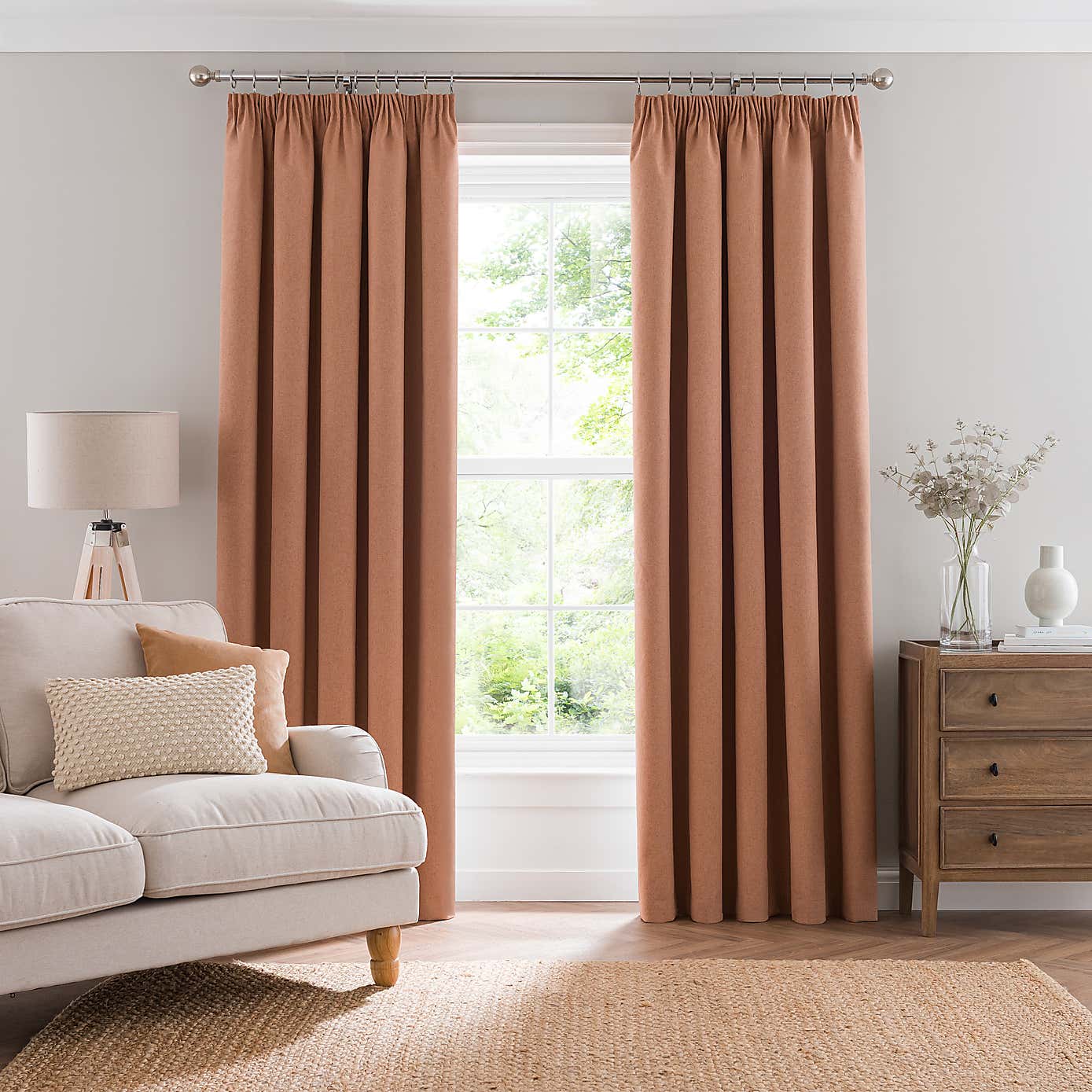 Luna Brushed Blackout Pencil Pleat Curtains