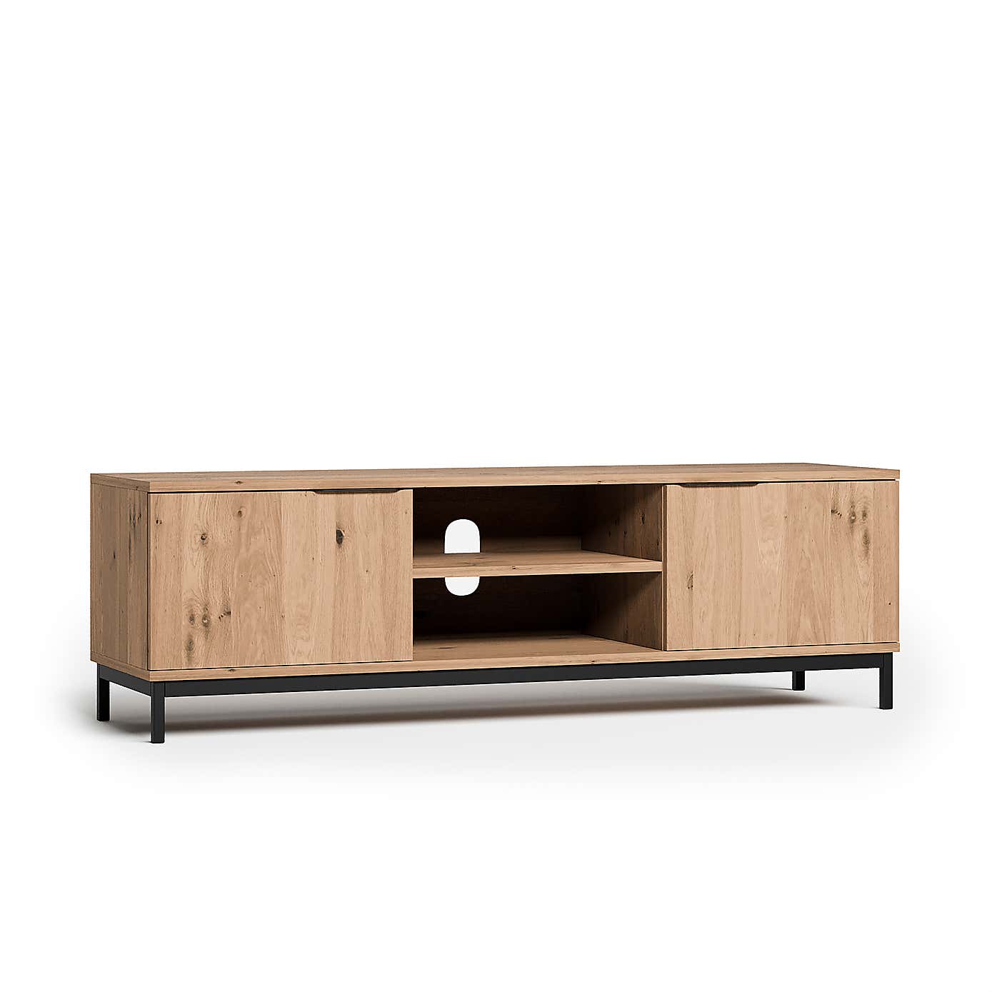 Reynolds Wide TV Unit for TVs up to 60", Rustic Oak Effect   