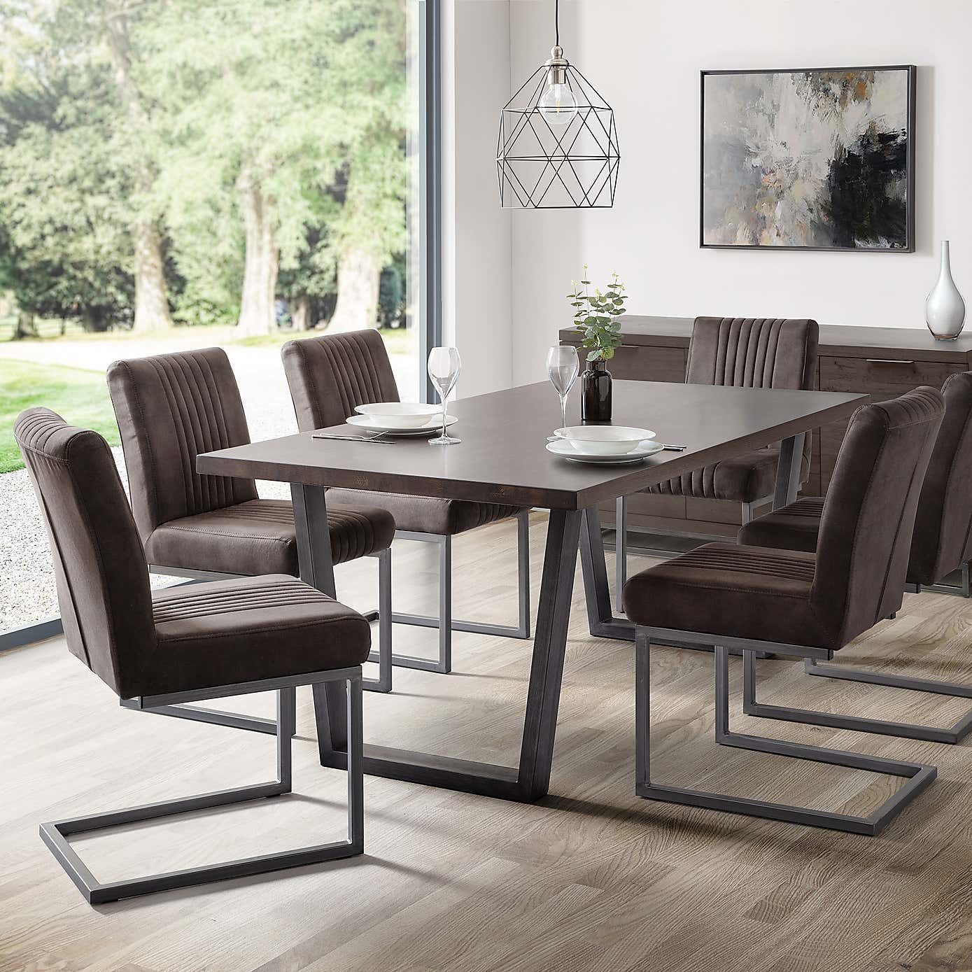 Brooklyn Set Of 2 Dining Chairs, Suede