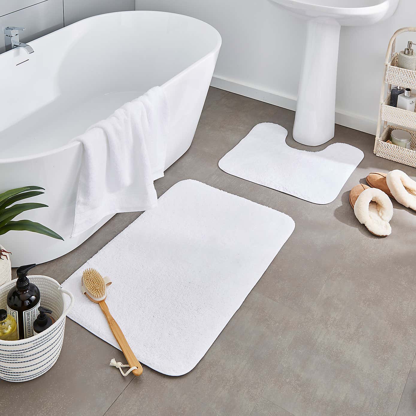 Cotton Anti-Slip Bath & Pedestal Mat Set