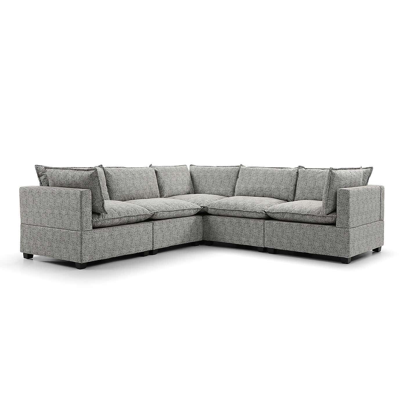 Moda Corner Modular Sofa, Light Grey Boucle