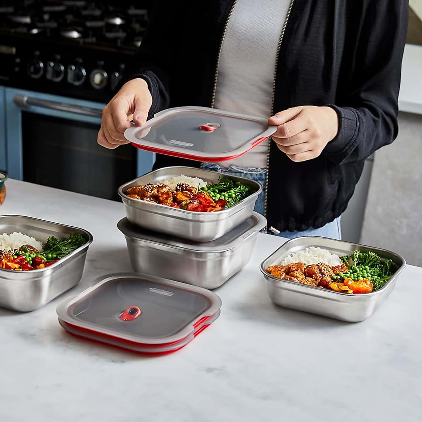 Black and Blum Microwaveable Steel Square Meal Prep Box