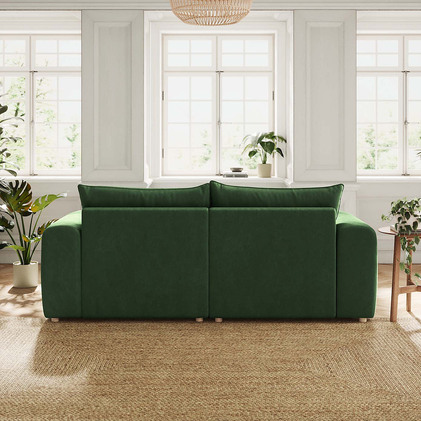 Full Circle Austin Cosy Velvet 4 Seater Sofa, Bottle Green