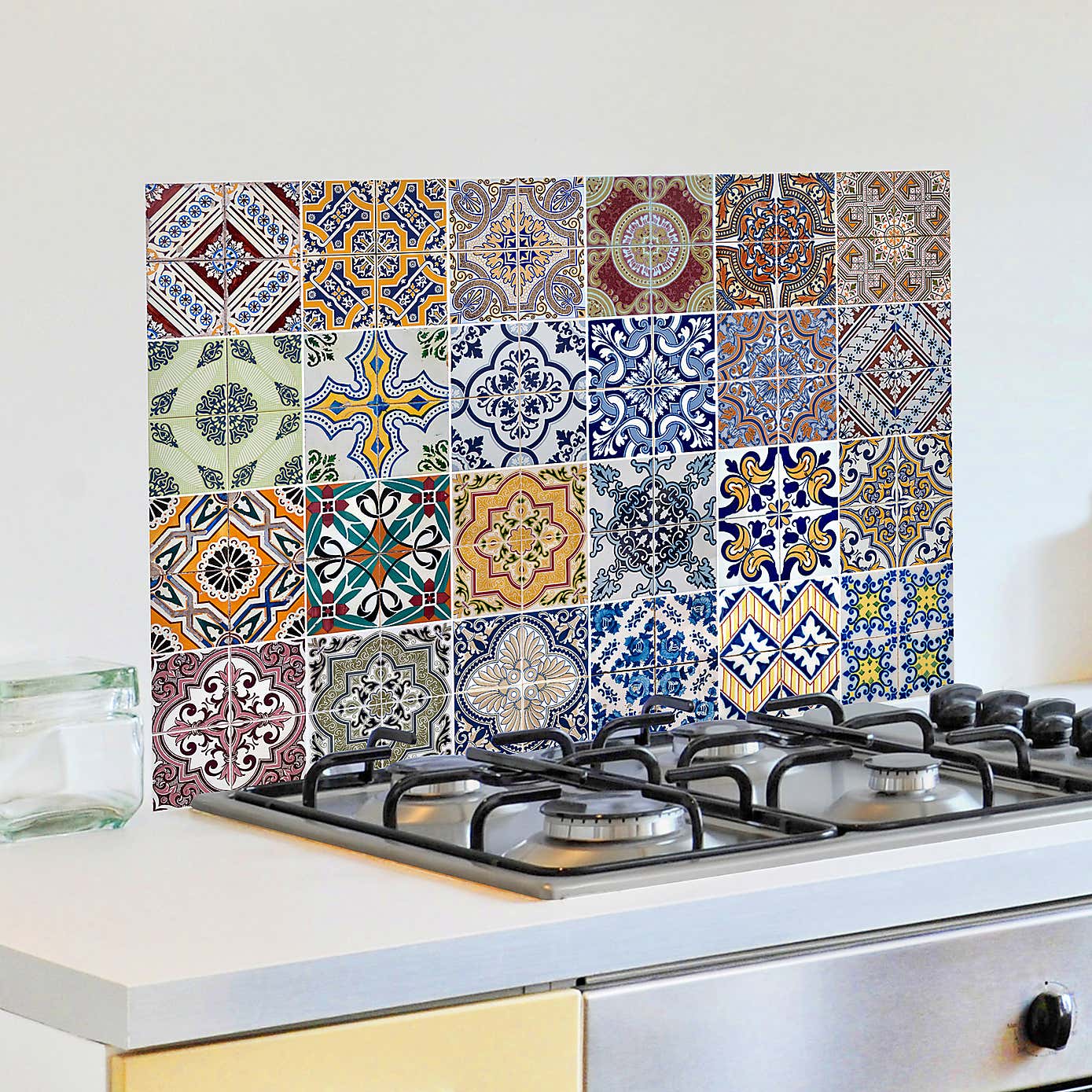 Azulejos Multicoloured Self Adhesive Kitchen Panel