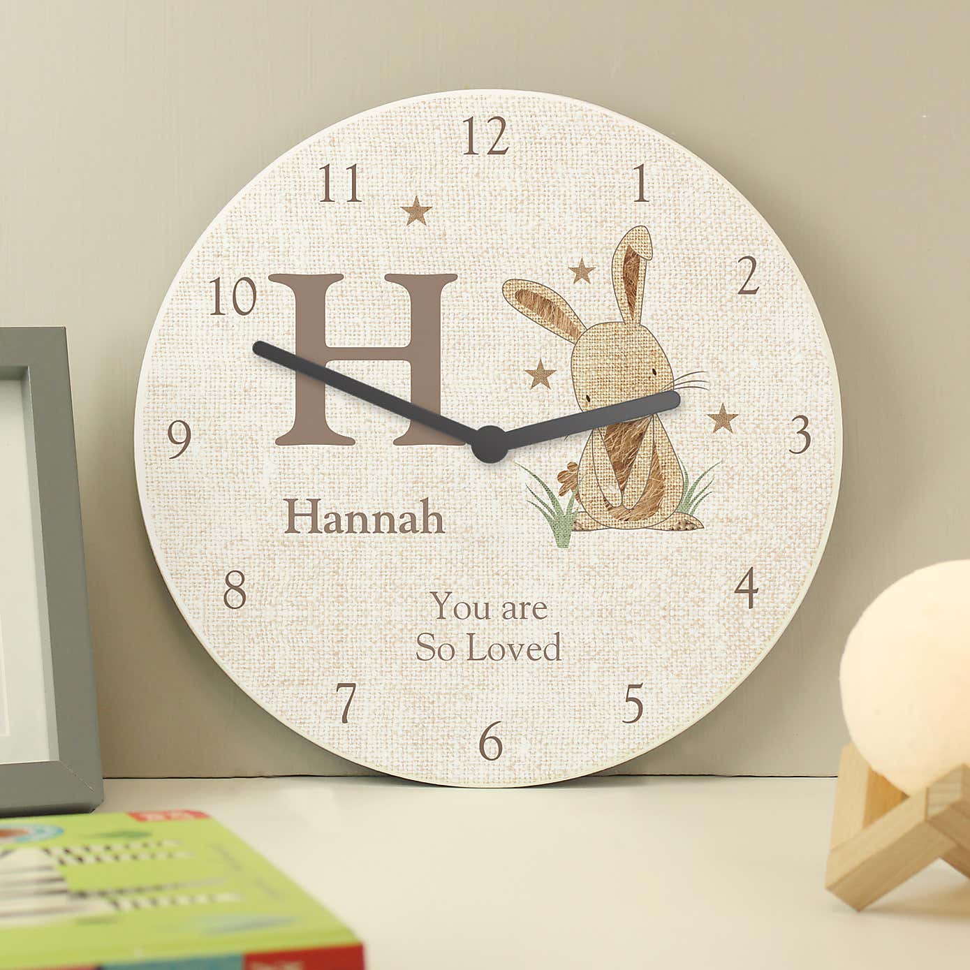 Personalised Hessian Giraffe Shabby Chic Large Wooden Clock