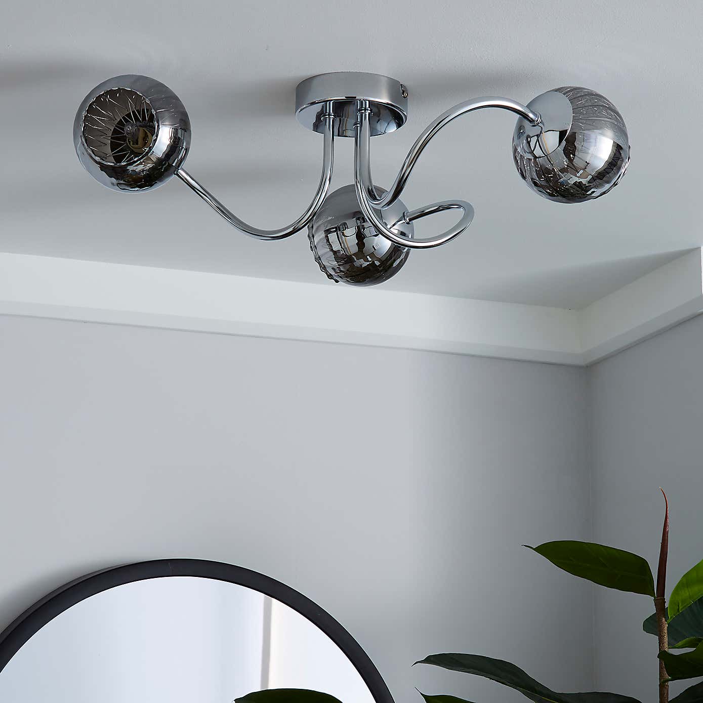 Arta 3 Light Semi-Flush Chrome Ceiling Fitting