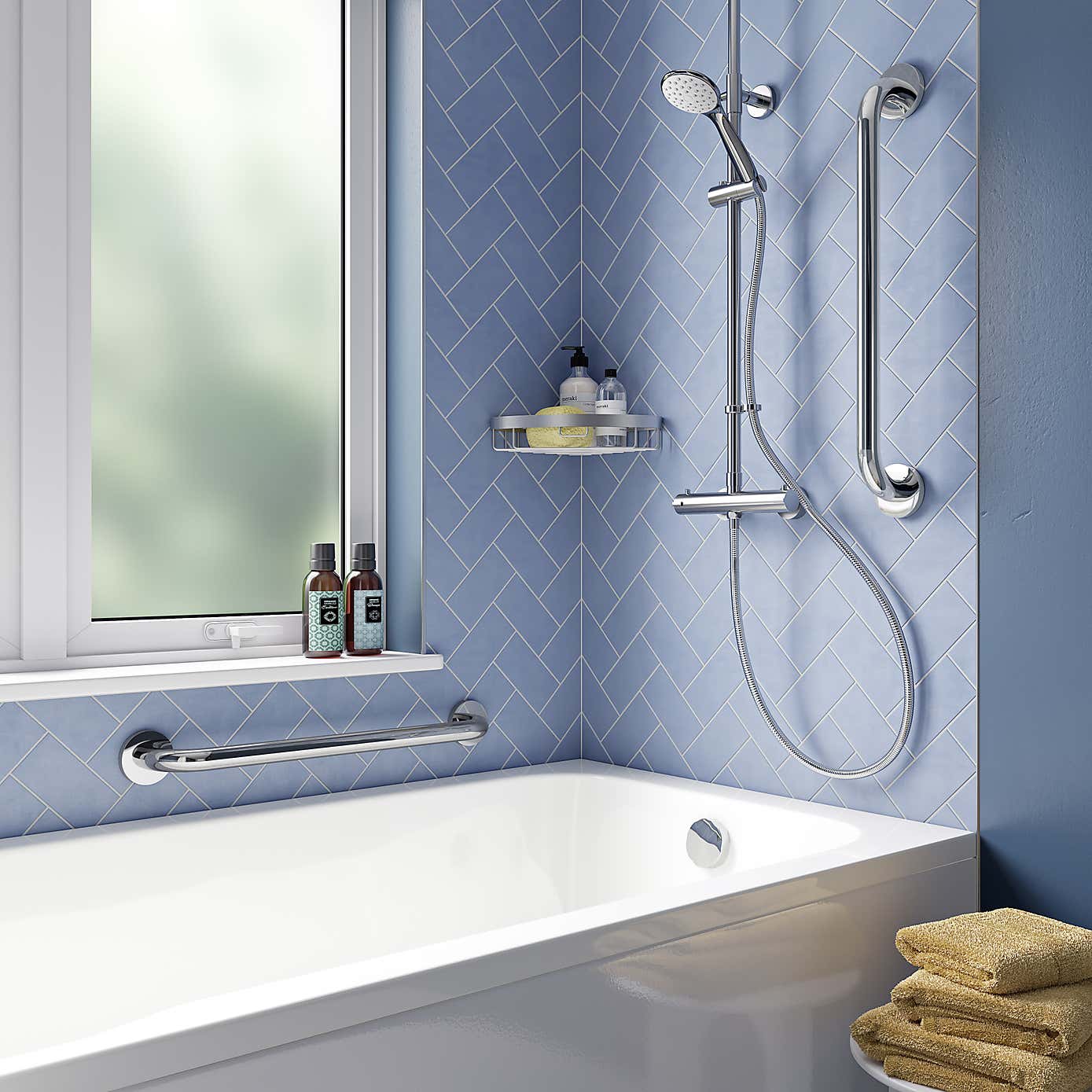 Silver Stainless Steel Grab Bar