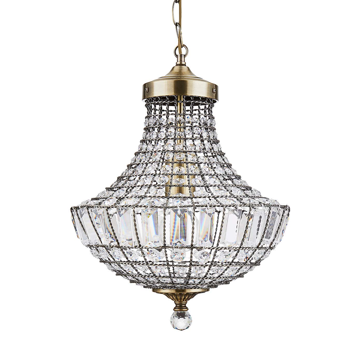 Knightsbridge Crystal Antique Brass Chandelier
