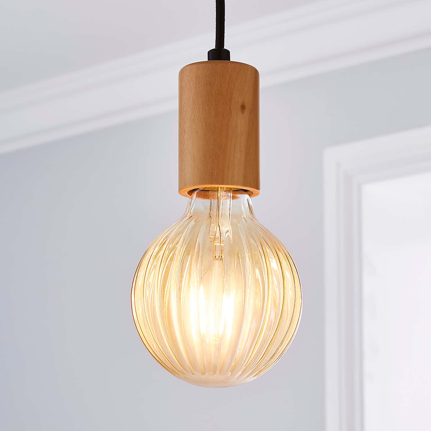Bardot Ribbed Pumpkin Amber Glass Bulb