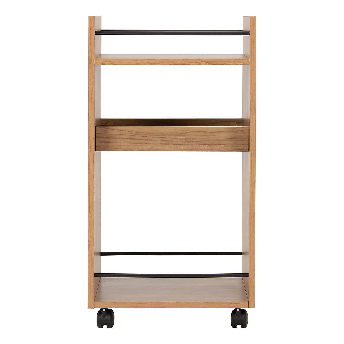 Naples Serving Cart Black and Pine Effect