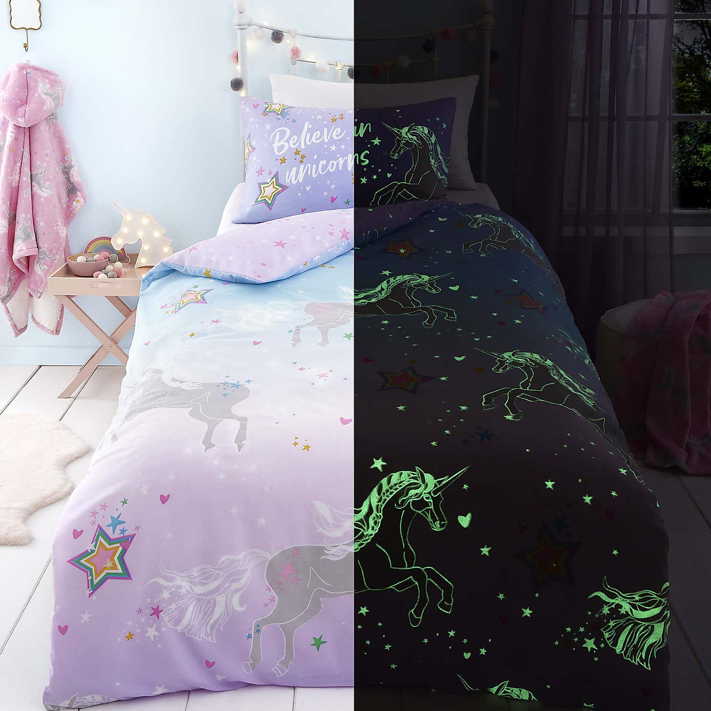 Ombre Unicorn Single Duvet Cover & Pillowcase Set