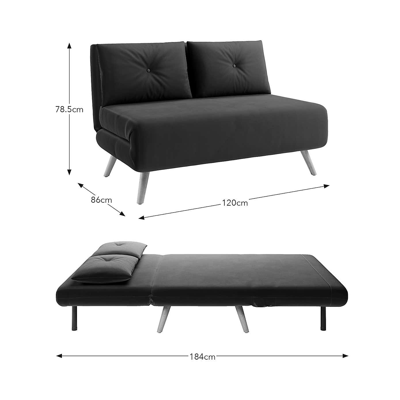 Phoebe Velvet Small Double Sofa Bed