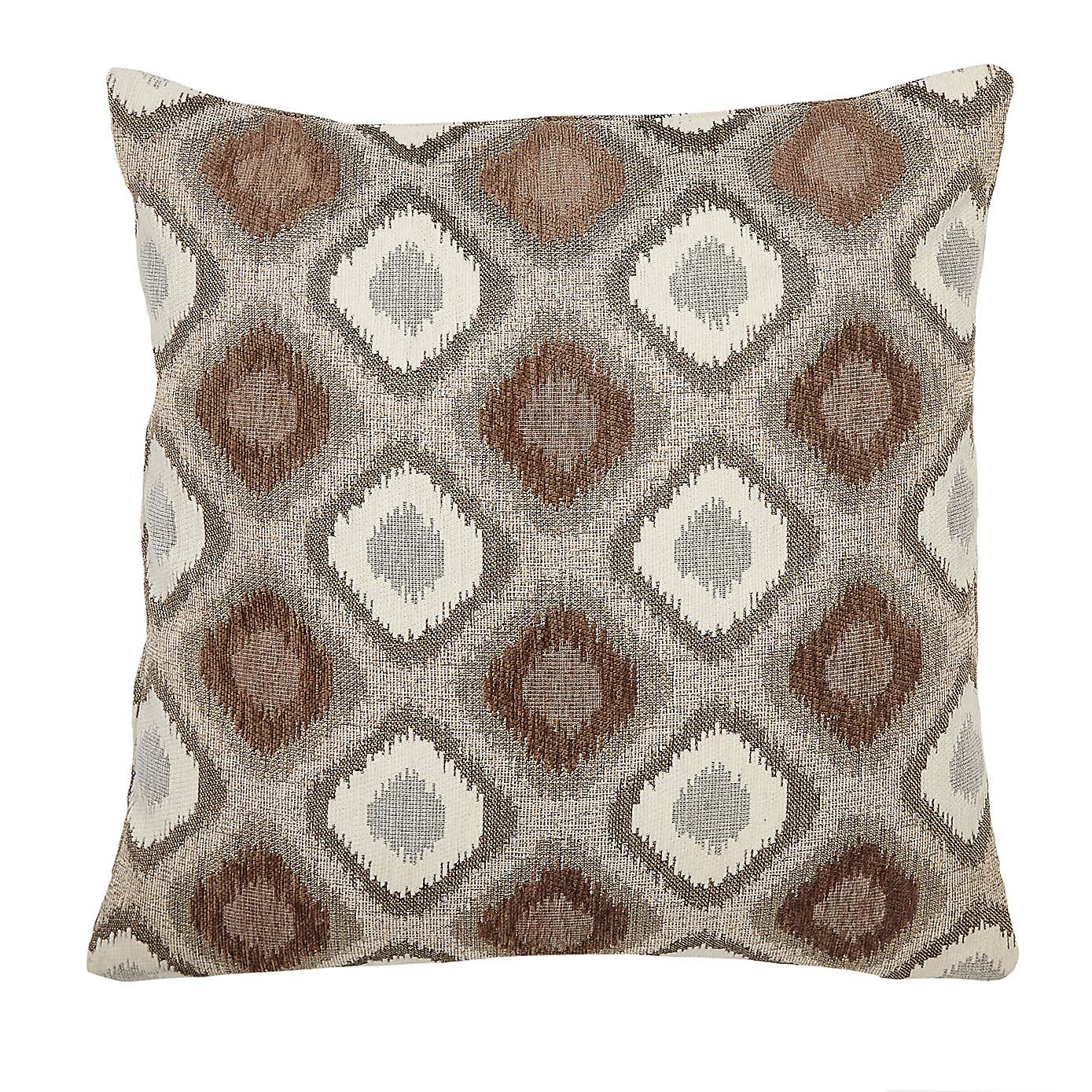 Chenille Diamond Ikat Natural Cushion Cover