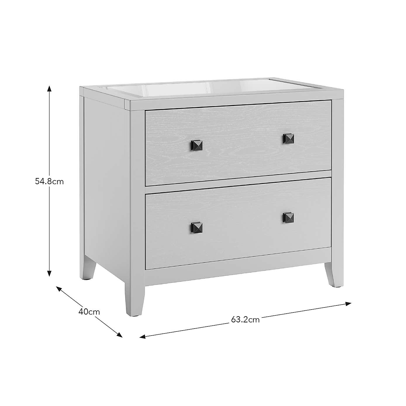 Malone Wide 2 Drawer Bedside Table, Natural