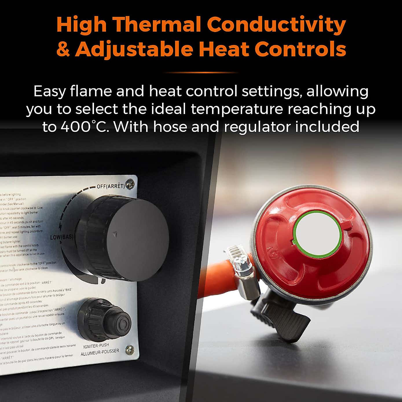 Tower Magna Round Gas Fire Pit, Grey