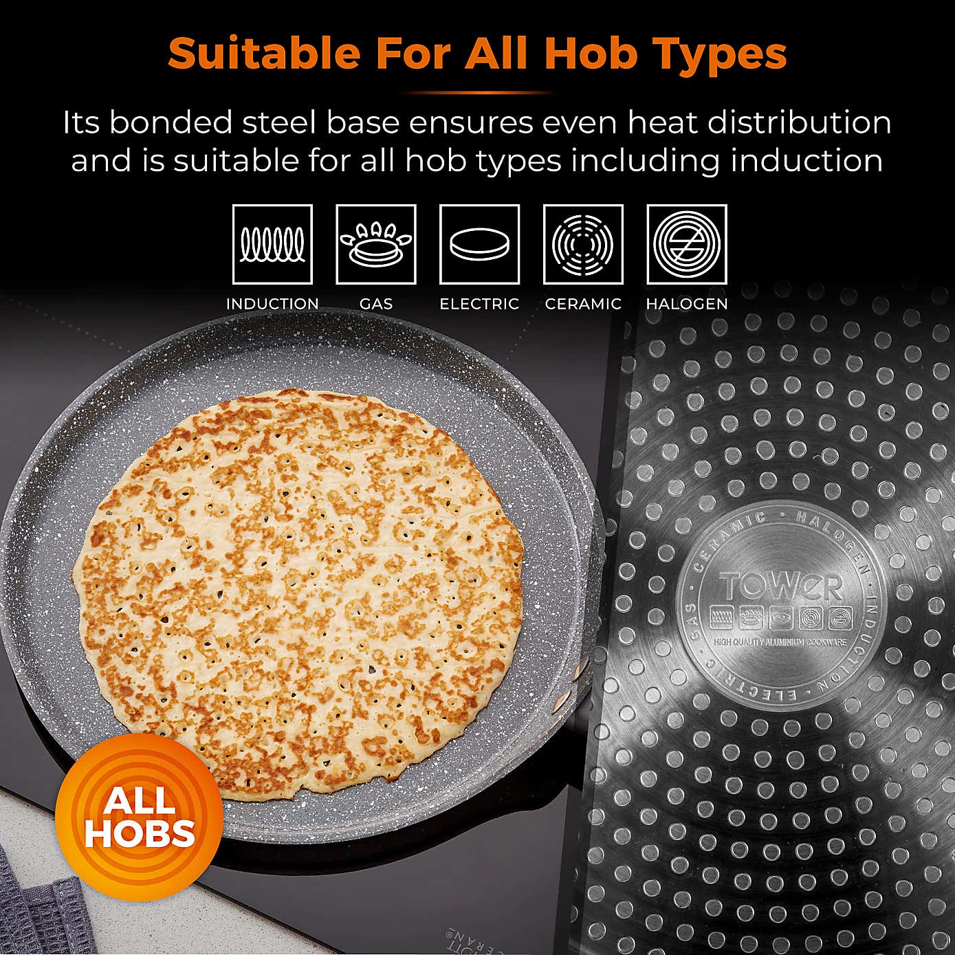 Tower Cerastone Non-Stick Forged Aluminium Pancake Pan, 25cm