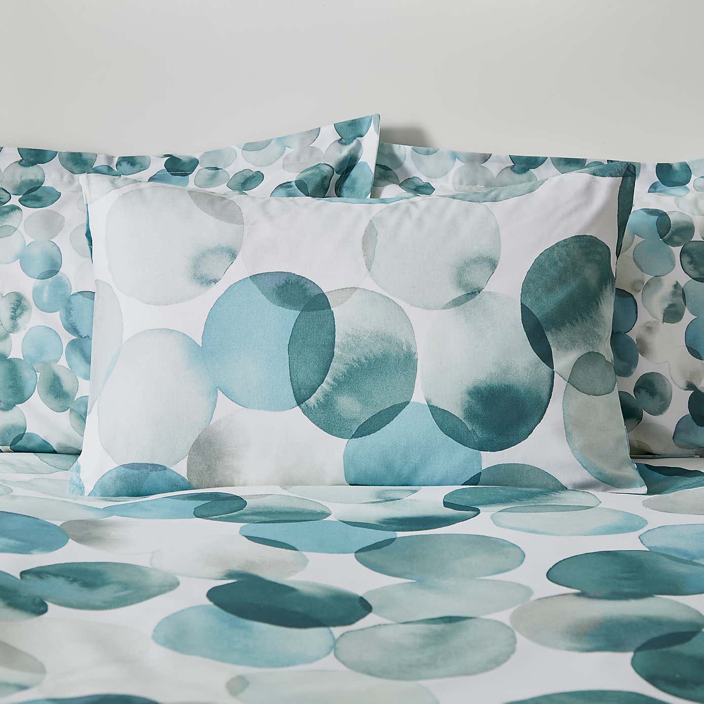Watercolour Circles Teal Duvet Cover and Pillowcase Set