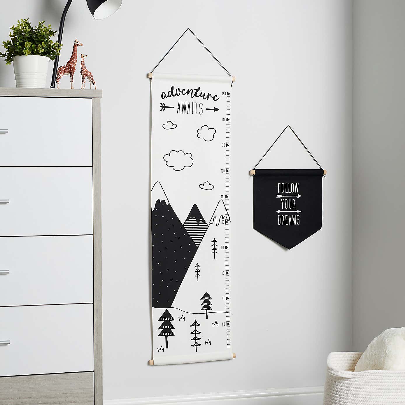 Ickle Bubba Mono Mountains Wall Art & Growth Chart Set