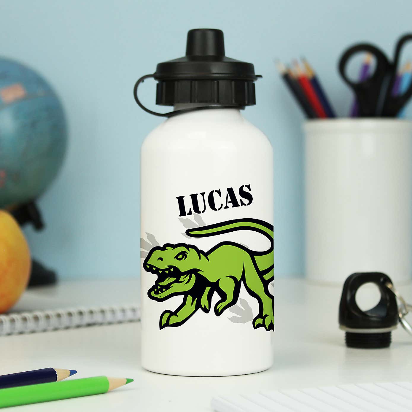 Personalised Dinosaur Drinks Bottle Green