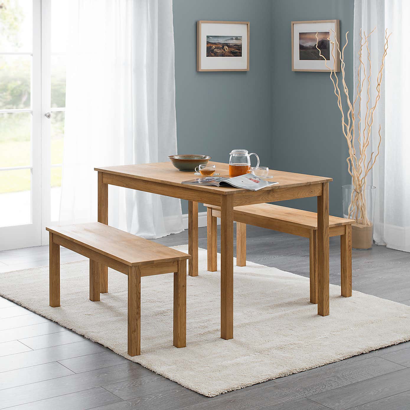 Coxmoor Dining Bench Ivory with Oak