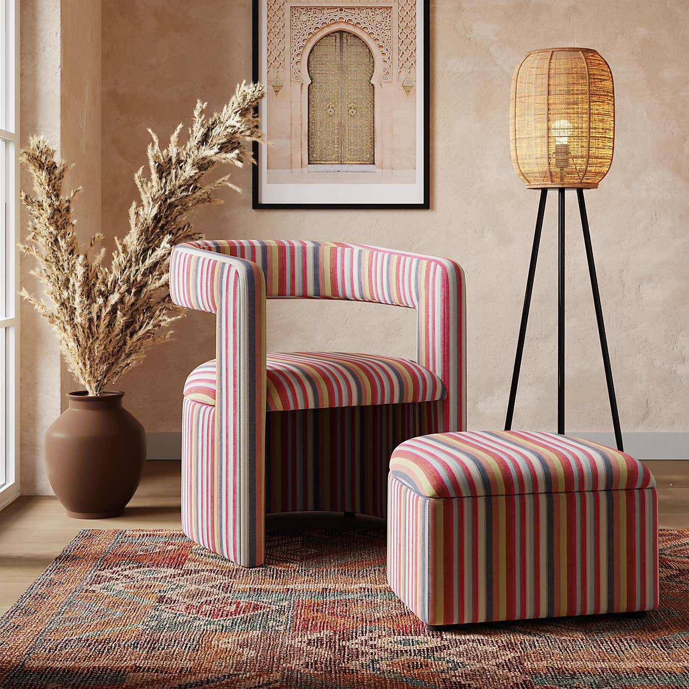 Tallie Multi Stripe Occasional Chair, Woven