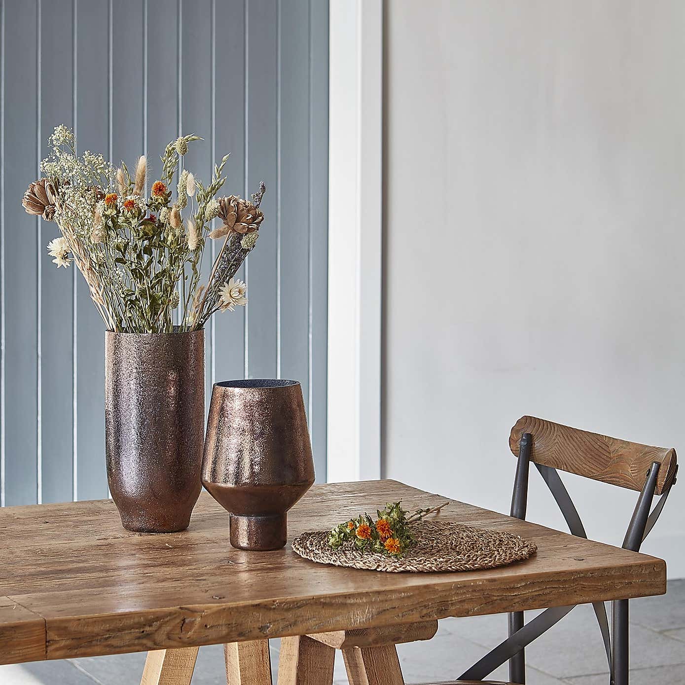 Opulent Tall Metallic Glass Vase