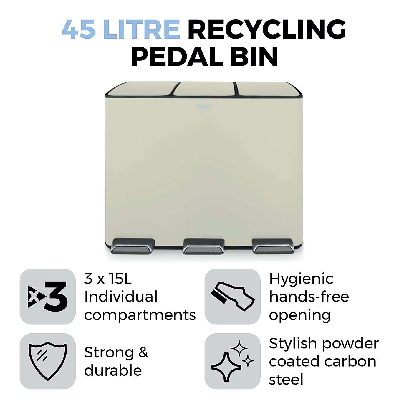 Tower 45L Recycling Pedal Bin