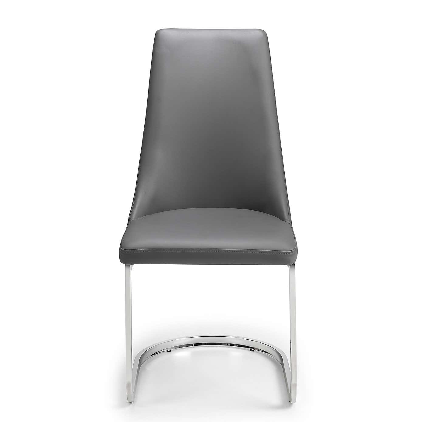 Como Set of 2 Dining Chairs Grey PU Leather