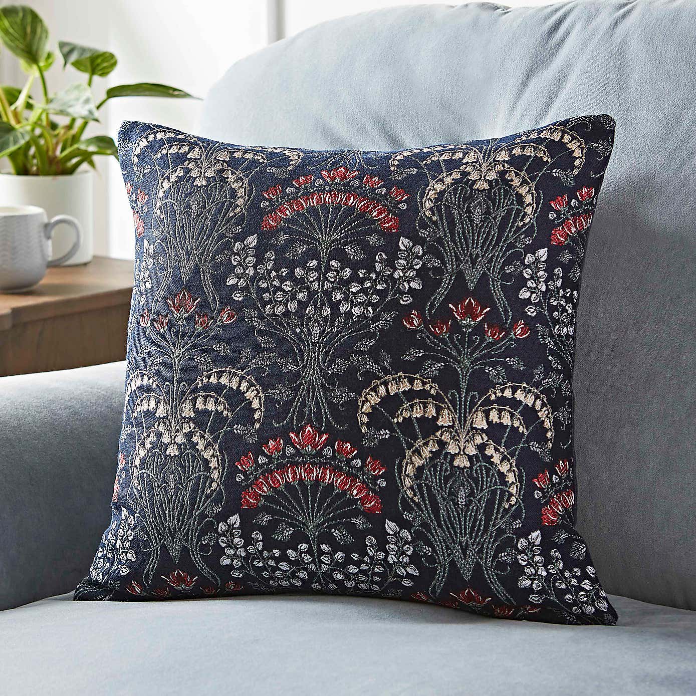 Floral Damask Tapestry Square Cushion