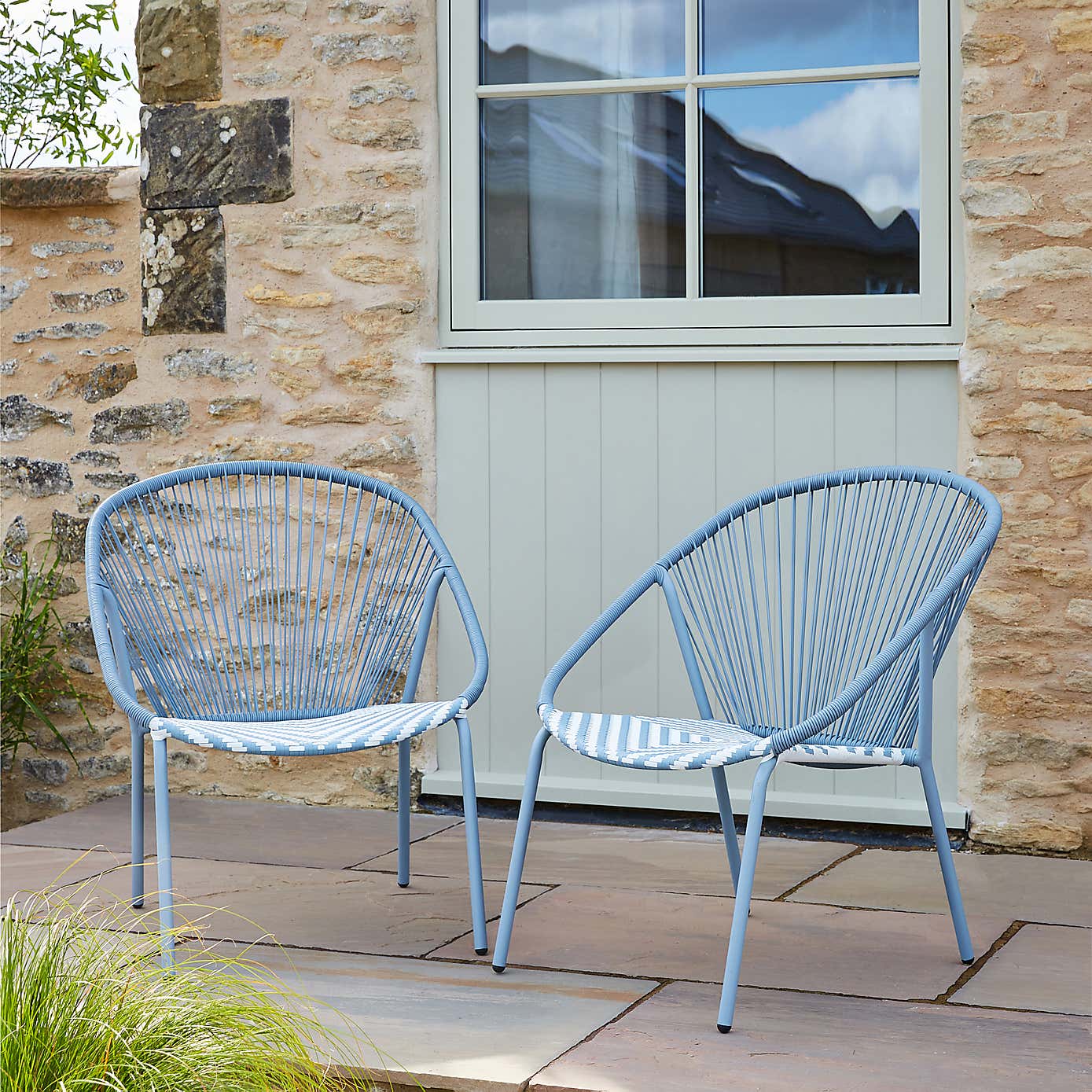 Riviera Garden Chair, Blue and White