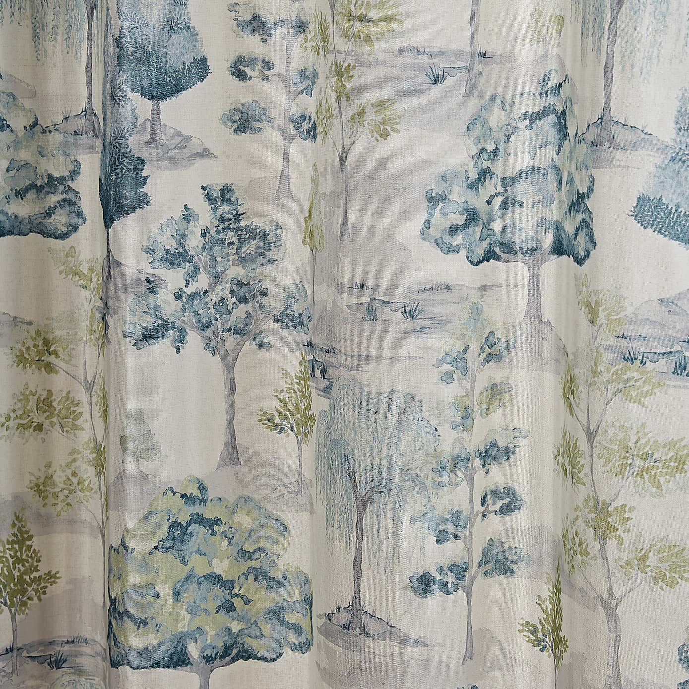 Watercolour Trees Pencil Pleat Curtains
