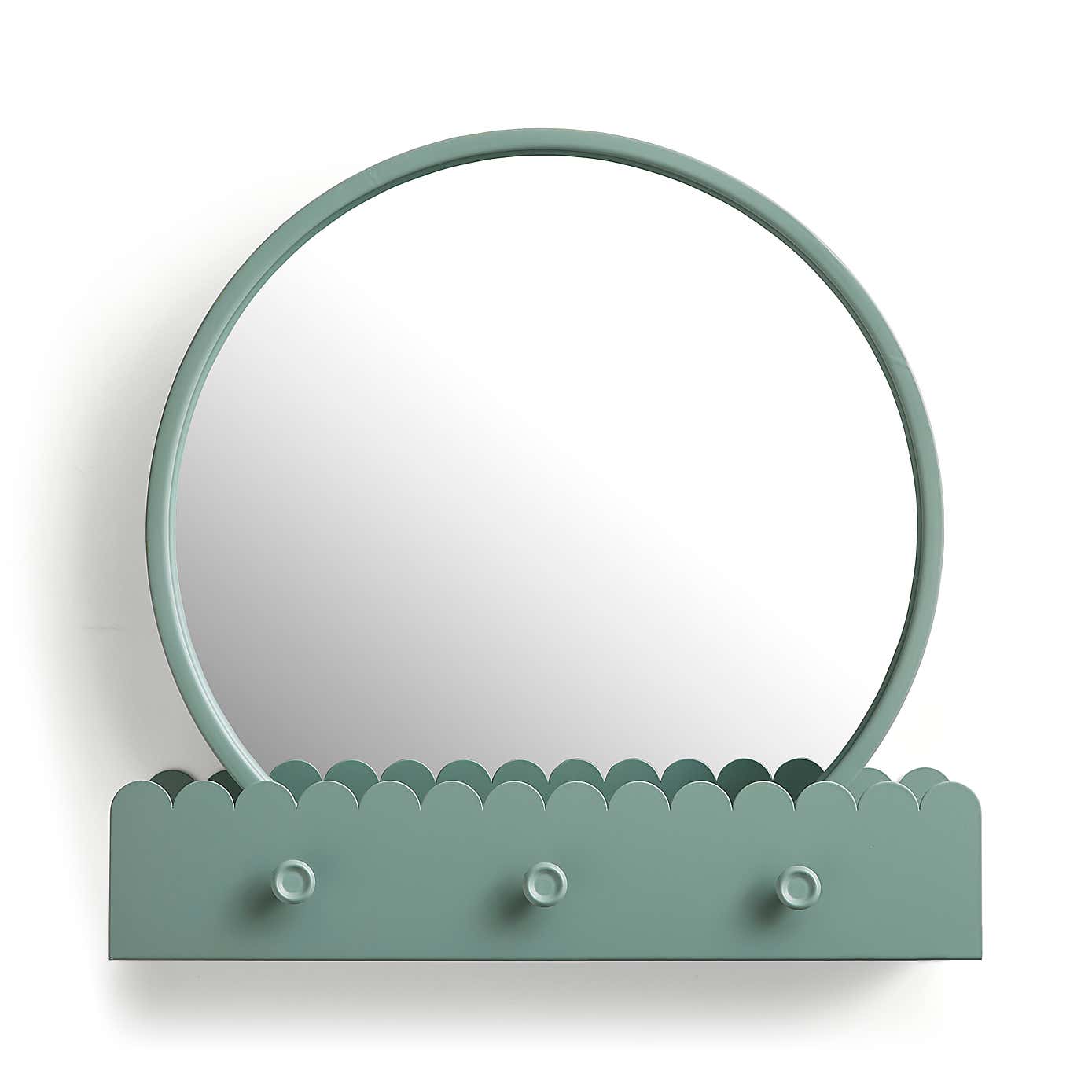 Remi Round Wall Mirror with Scalloped Shelf