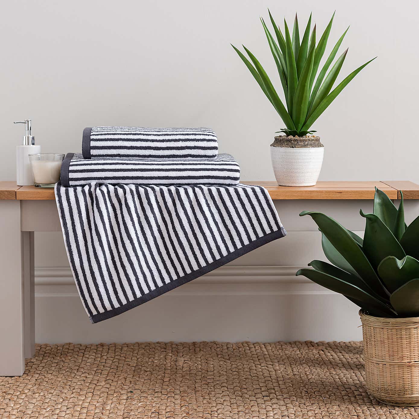 Reversible Striped Cotton Towel