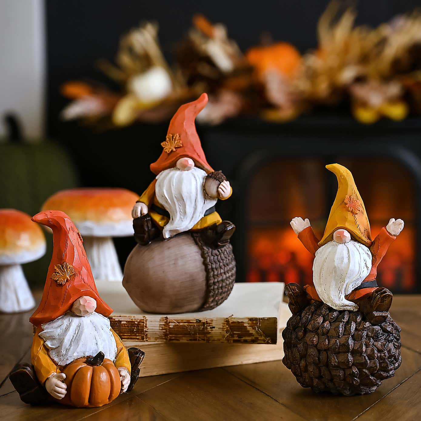 Autumn Gnome Sat on Pumpkin Ornament