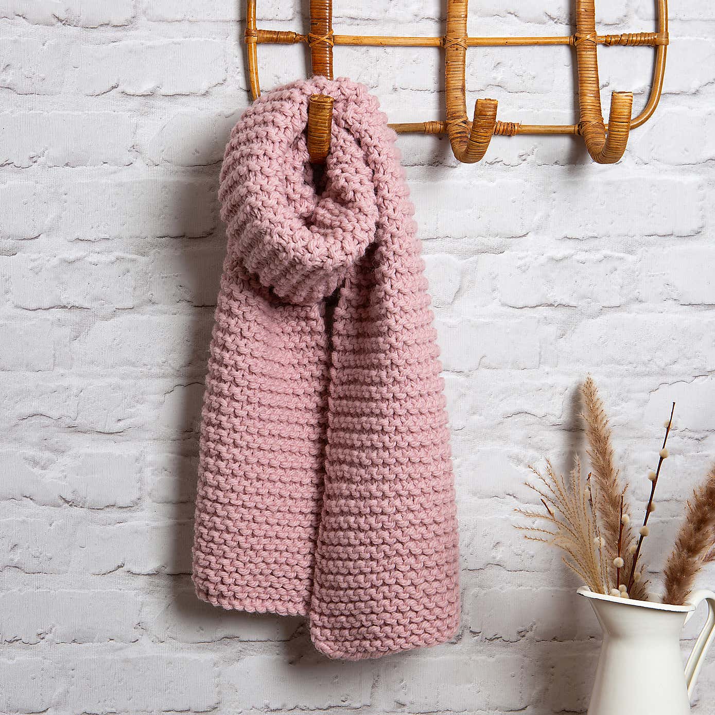 Wool Couture Beginners Garter Scarf Knit Kit Pink