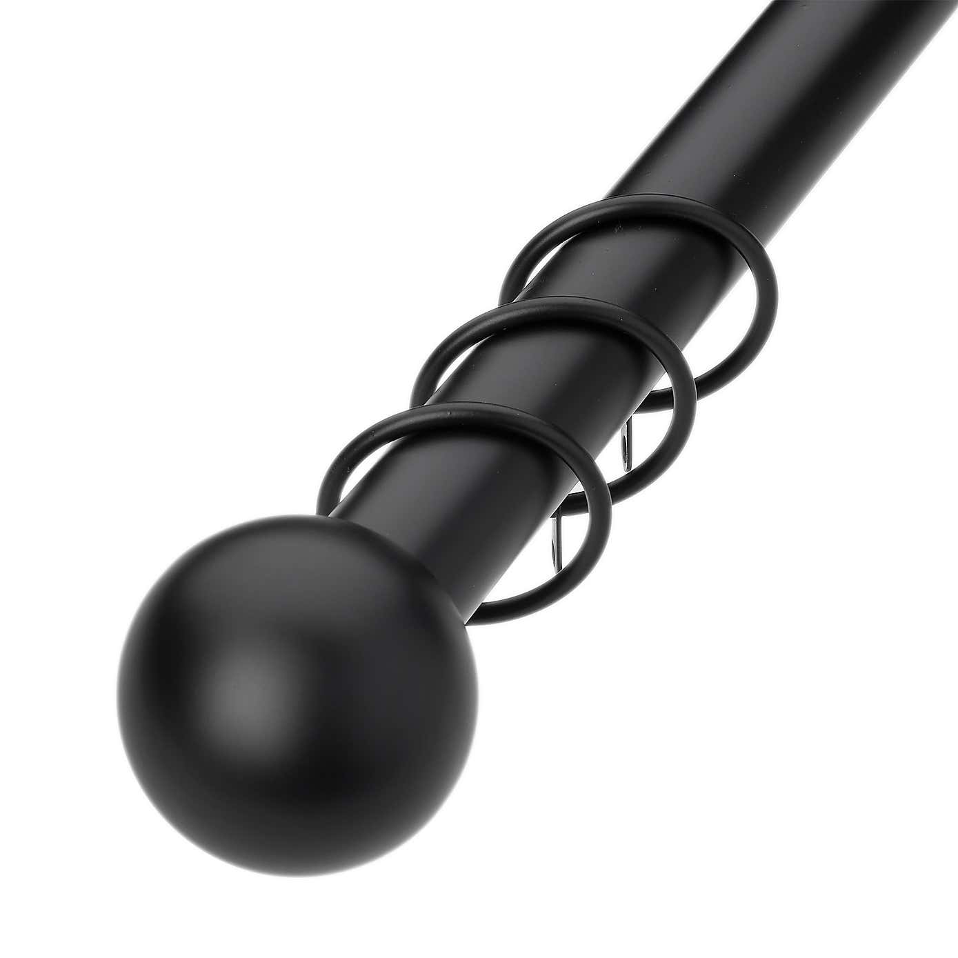 Satina Extendable Matte Black Curtain Pole Dia. 25/28mm