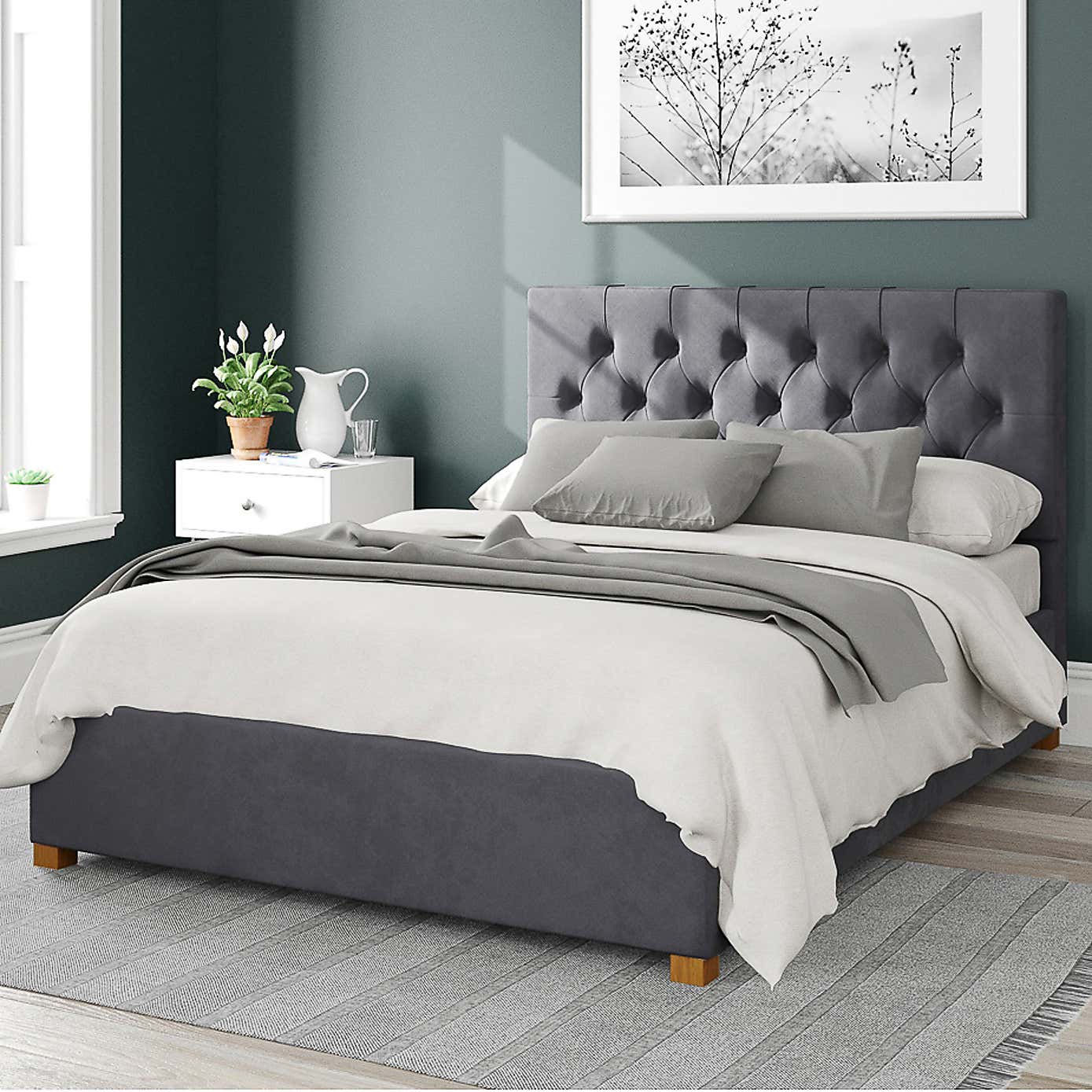 Olivier Plush Velvet Ottoman Bed