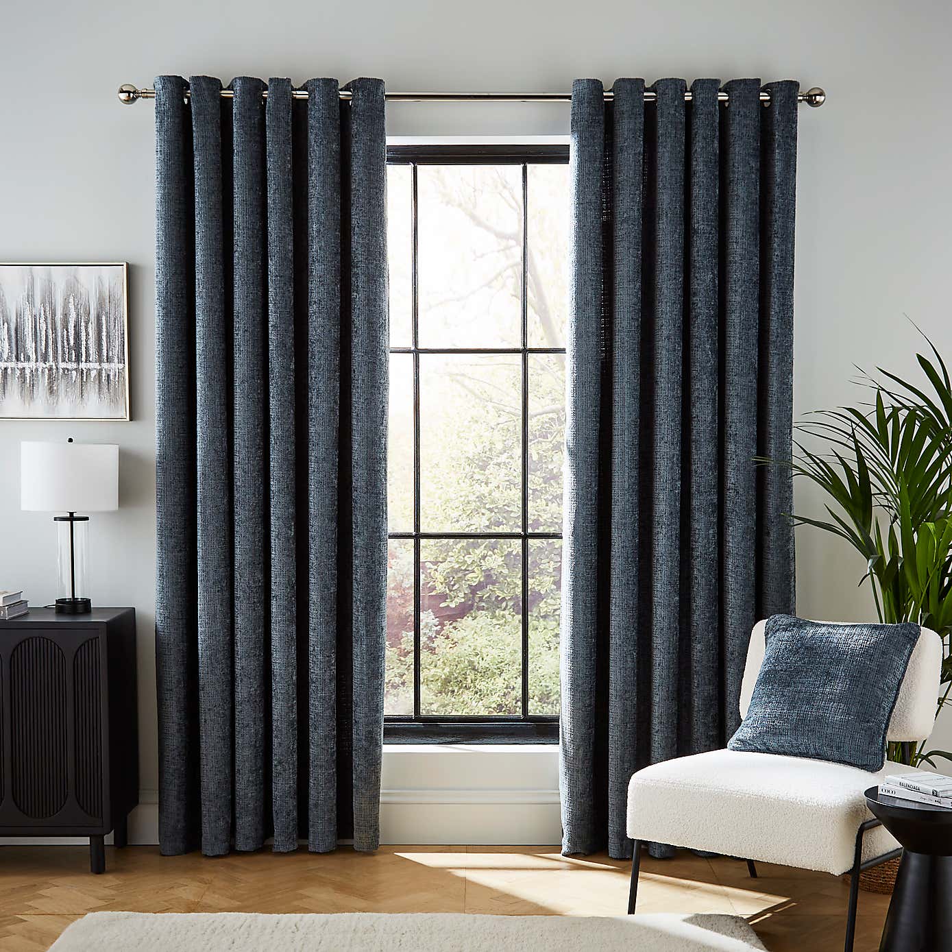 Cashton Chenille Heavyweight Eyelet Curtains