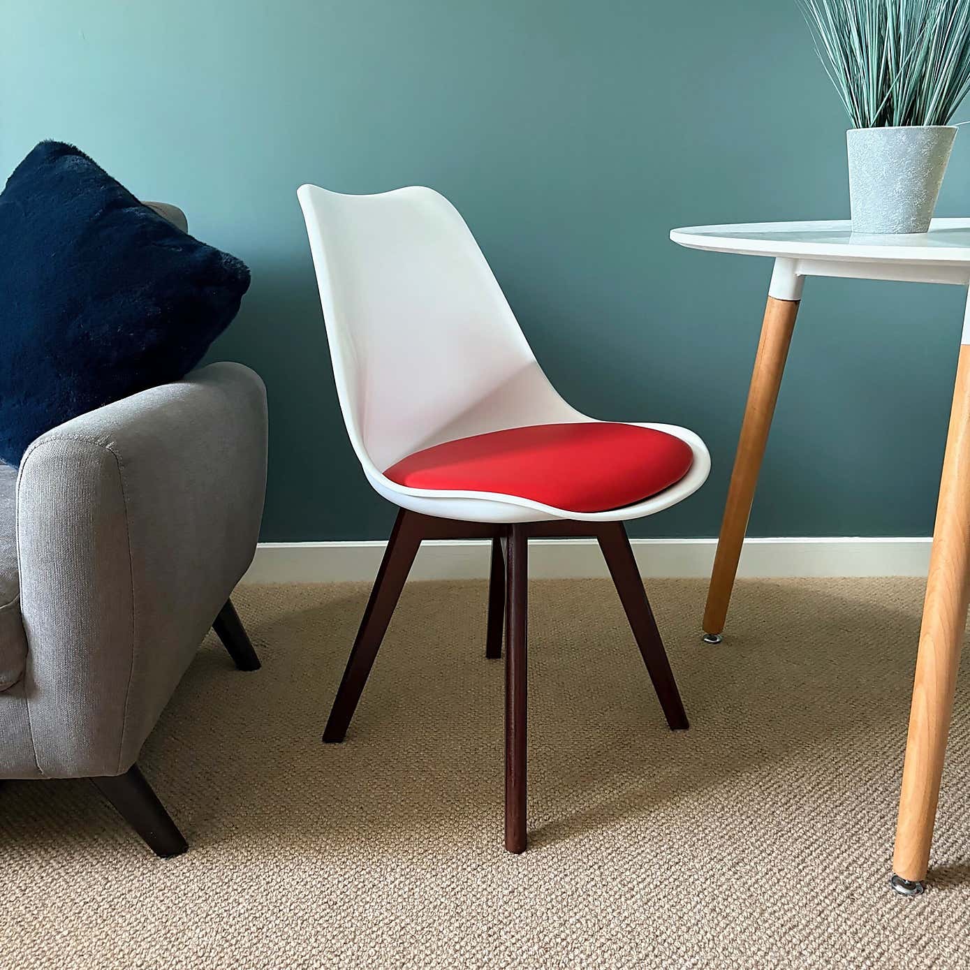 Fusion Living Soho White Plastic Dining Chair with Squared Legs