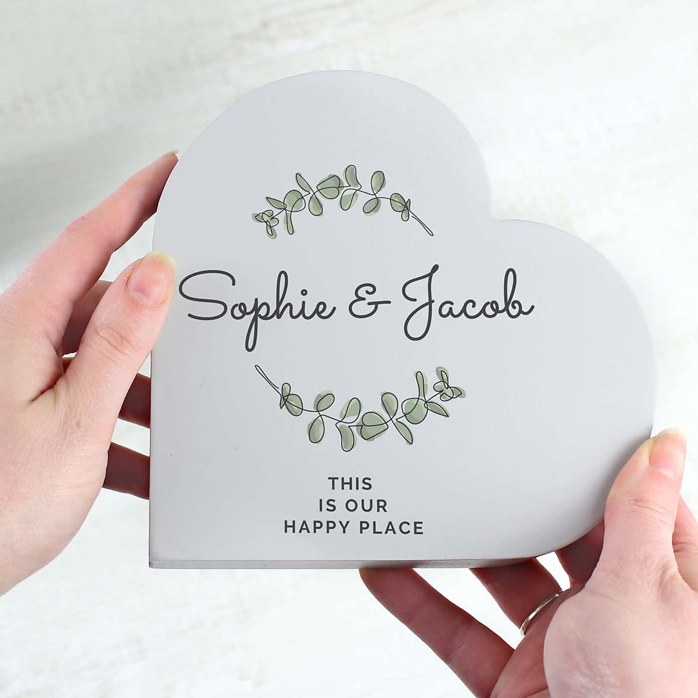 Personalised Botanical Free Standing Heart Ornament