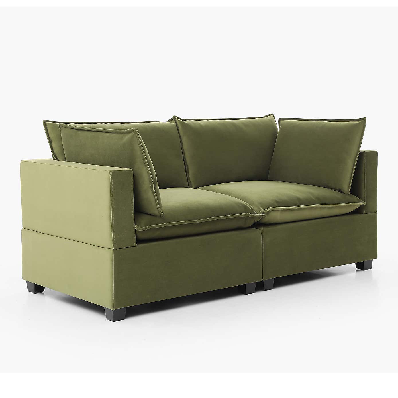 Moda 2 Seater Modular Sofa, Olive Velvet